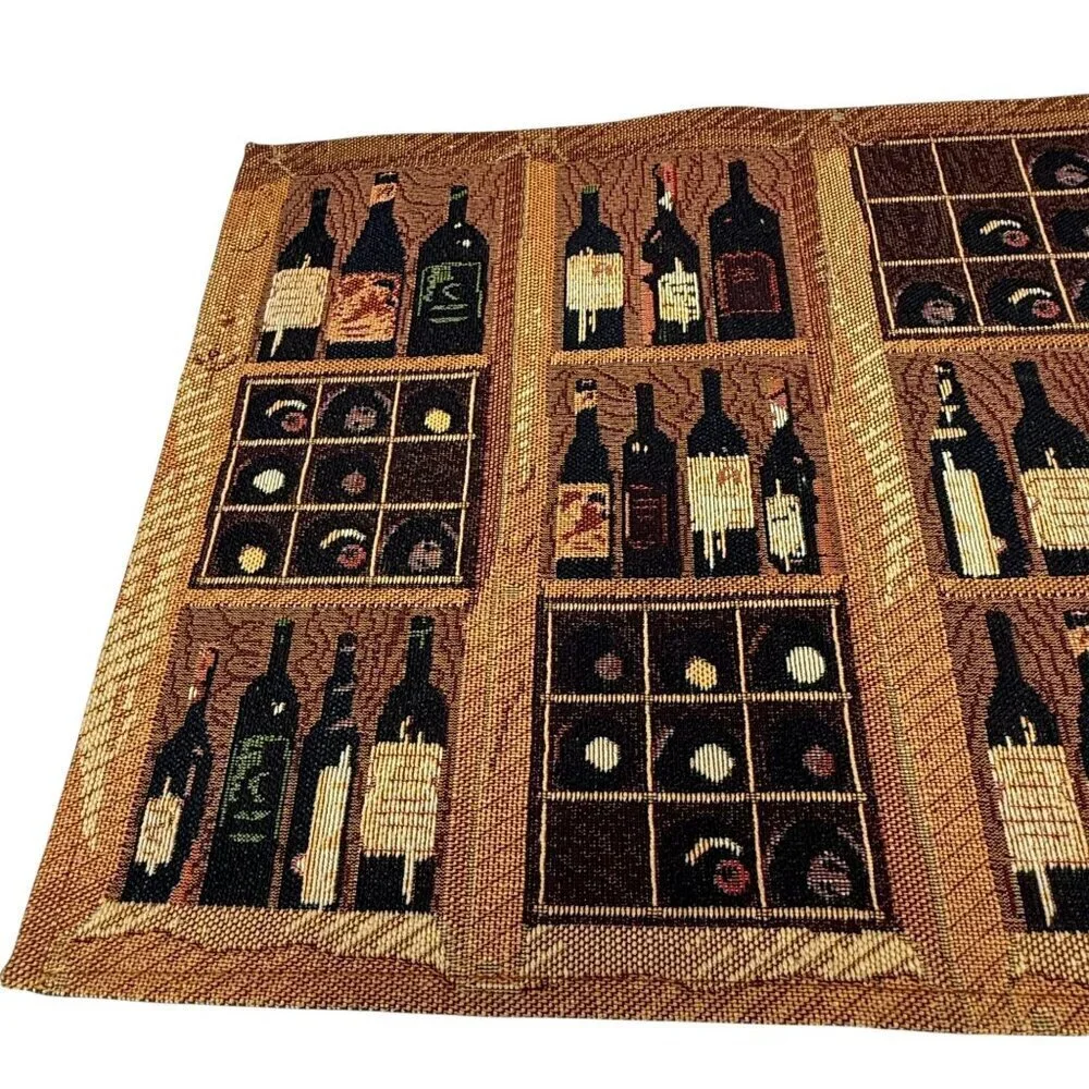 Set of 6 Placemats Wine Bottle Design Tapestry Rustic Kitchen Dining Decor